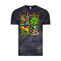 Cloud Black one lucky mama Vintage Tee - AdoDesignShop