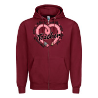 Burgundy valentine's day pencil heart teacher quotes Zipper Hoodie - MaliasSmallBusiness