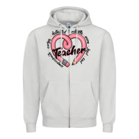 Dove Grey valentine's day pencil heart teacher quotes Zipper Hoodie - MaliasSmallBusiness