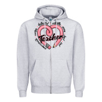 Heather Grey valentine's day pencil heart teacher quotes Zipper Hoodie - MaliasSmallBusiness