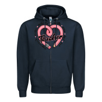 Navy valentine's day pencil heart teacher quotes Zipper Hoodie - MaliasSmallBusiness