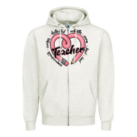 Oatmeal Heather valentine's day pencil heart teacher quotes Zipper Hoodie - MaliasSmallBusiness