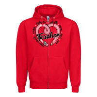 Red valentine's day pencil heart teacher quotes Zipper Hoodie - MaliasSmallBusiness