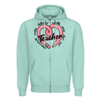 Seafoam valentine's day pencil heart teacher quotes Zipper Hoodie - MaliasSmallBusiness