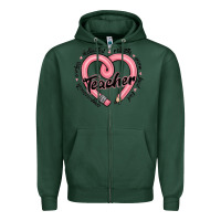 Sports Green valentine's day pencil heart teacher quotes Zipper Hoodie - MaliasSmallBusiness