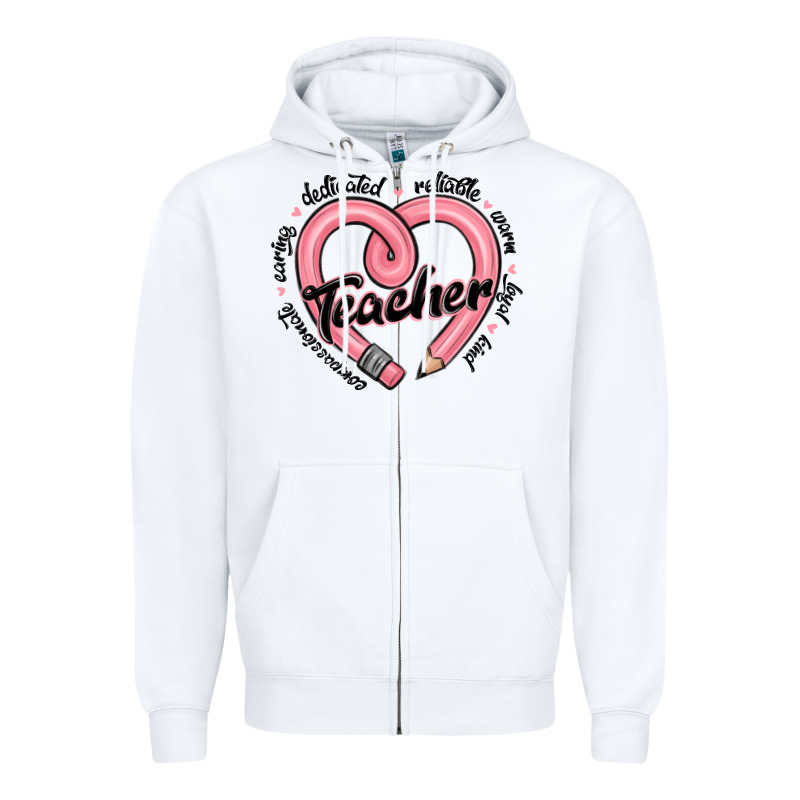 Valentine's Day Pencil Heart Teacher Quotes Zipper Hoodie by MaliasSmallBusiness | Teevron