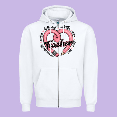 Valentine's Day Pencil Heart Teacher Quotes Zipper Hoodie Designed By Maliassmallbusiness