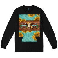 Black mom hereford cattle sunflowers on tooled leather regular can cooler Long Sleeve Tee - BarkalooDesign