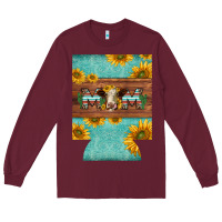 Burgundy mom hereford cattle sunflowers on tooled leather regular can cooler Long Sleeve Tee - BarkalooDesign