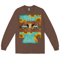 Chestnut mom hereford cattle sunflowers on tooled leather regular can cooler Long Sleeve Tee - BarkalooDesign