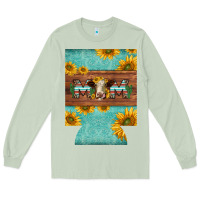 Mom Hereford Cattle Sunflowers On Tooled Leather Regular Can Cooler Long Sleeve Tee | Teevron