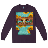 Plum mom hereford cattle sunflowers on tooled leather regular can cooler Long Sleeve Tee - BarkalooDesign