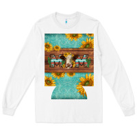 White mom hereford cattle sunflowers on tooled leather regular can cooler Long Sleeve Tee - BarkalooDesign