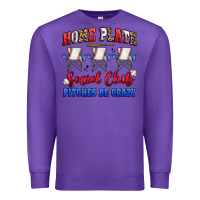 Purple home plate social club pitches be crazy Premium Sweatshirt - Artiststas