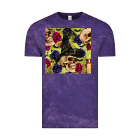 Cloud Purple halloween witch skull seamless pattern Vintage Tee - BundleAndBundleShop