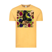 Vintage Mustard halloween witch skull seamless pattern Vintage Tee - BundleAndBundleShop