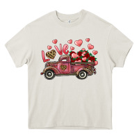 Cream Love Truck With Roses And Leopard Heavy Core Tee - RanaPortraitStore