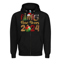 Black family new years 2024 Zipper Hoodie - MaliasSmallBusiness