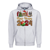 Heather Grey family new years 2024 Zipper Hoodie - MaliasSmallBusiness