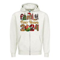 Oatmeal Heather family new years 2024 Zipper Hoodie - MaliasSmallBusiness
