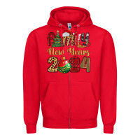 Red family new years 2024 Zipper Hoodie - MaliasSmallBusiness