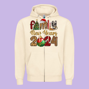Family New Years 2024 Zipper Hoodie Designed By Maliassmallbusiness