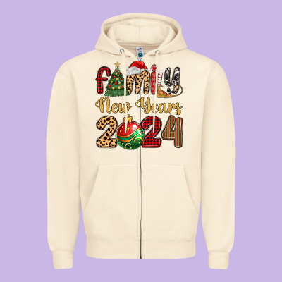 Family New Years 2024 Zipper Hoodie Designed By Maliassmallbusiness