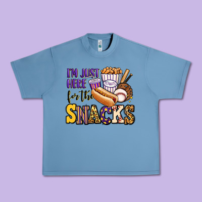 I'm Just Here For The Snacks Baseball Purple And G Urban Heavy Tee Designed By Jasminsmagicworld