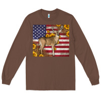 Chestnut Western American Flag And Deer Long Sleeve Tee - LillyAllenDesigns