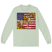 Matcha Western American Flag And Deer Long Sleeve Tee - LillyAllenDesigns