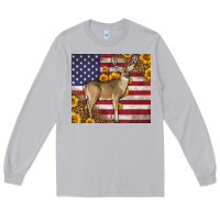 Moon Dust Western American Flag And Deer Long Sleeve Tee - LillyAllenDesigns