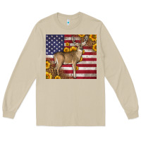 Mushroom Western American Flag And Deer Long Sleeve Tee - LillyAllenDesigns