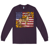 Plum Western American Flag And Deer Long Sleeve Tee - LillyAllenDesigns