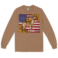 Toasted Coconut Western American Flag And Deer Long Sleeve Tee - LillyAllenDesigns