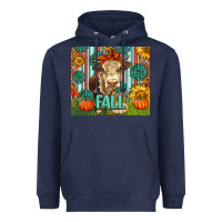 Navy Western Fall Cow Heavyweight Hoodie - LillyAllenDesigns