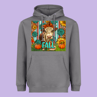 Western Fall Cow Heavyweight Hoodie Designed By Lillyallendesigns