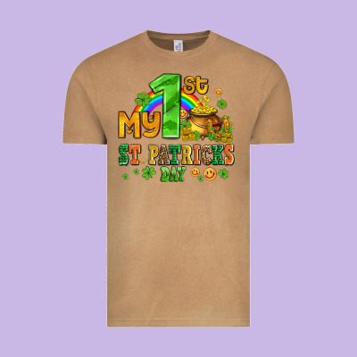 My First St Patricks Day With Coins And Shamrocks Vintage Tee Designed By Adodesignshop