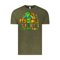 Vintage Olive my first st patricks day with coins and shamrocks Vintage Tee - AdoDesignShop