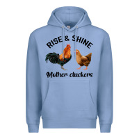 Colony Blue Rise and Shine Mother Cluckers Premium Hoodie - Bettercallsaul