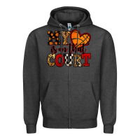Charcoal Heather my heart is on that court basketball red and black Zipper Hoodie - NancyCooperArtShop