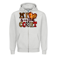 My Heart Is On That Court Basketball Red And Black Zipper Hoodie | Teevron