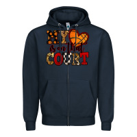 Navy my heart is on that court basketball red and black Zipper Hoodie - NancyCooperArtShop