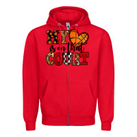 Red my heart is on that court basketball red and black Zipper Hoodie - NancyCooperArtShop