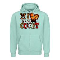 Seafoam my heart is on that court basketball red and black Zipper Hoodie - NancyCooperArtShop
