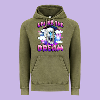 Living The Dream Vintage Hoodie Designed By Jahusdesignshop