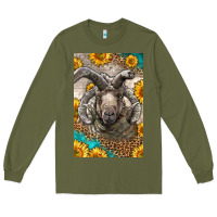 Army Green Western Navajo Churro Sheep Long Sleeve Tee - LillyAllenDesigns