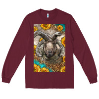 Burgundy Western Navajo Churro Sheep Long Sleeve Tee - LillyAllenDesigns