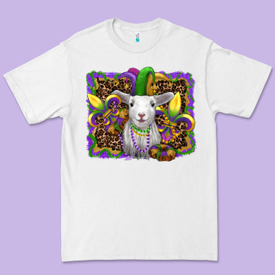 Mardi Gras Baby Sheep King Cake Fleur De Lis Premium Tee Designed By Ranaportraitstore
