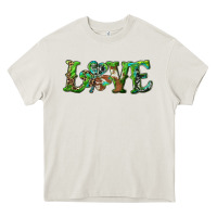 Cream love with shamrock Heavy Core Tee - RanaPortraitStore