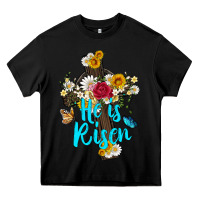 Black he is rısen with cross and butterfly Heavy Core Tee - Artiststas